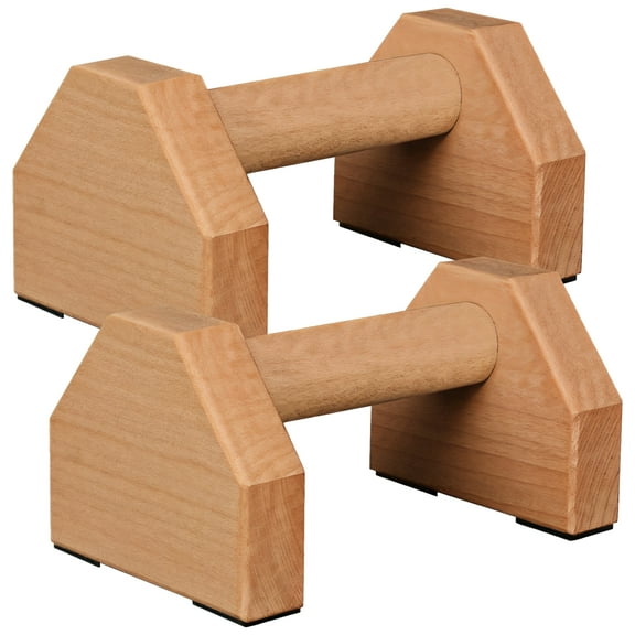 2 PCS Wooden Push Up Stands, Beech Wood Push Up Bars, Ergonomic Grip, Supports 660 lbs for Gymnastics and Yoga, Anti-Slip Base