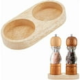 thumbnail image 1 of 2 PCS Wooden Tray for Salt and Pepper Grinder Set Round Salt and Pepper Set for Kitchen Table Countertop Kitchen Storage Holder fit Many Mills & Shakers Accessories, 1 of 7