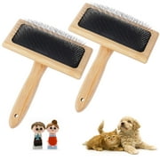 2 PCS Wool Carders, Hand Carders for Wool, Craft Wool Felt Mixing Tool, Pet Slicker Brush Grooming Comb, Needle Felting Tool with Wooden Handle, Wool Coat Carding Brushes