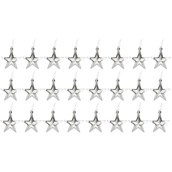 2 PCS Xmas Hanging Ornament Star Mini Tree Ornaments Silver Decorations Christmas