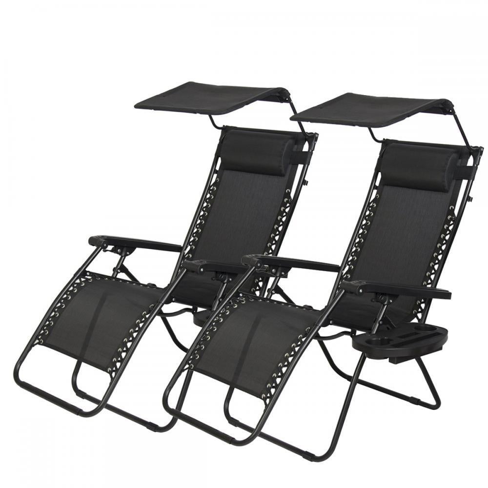 2 pcs zero gravity chair lounge patio chairs with canopy cup holder ho74 deals