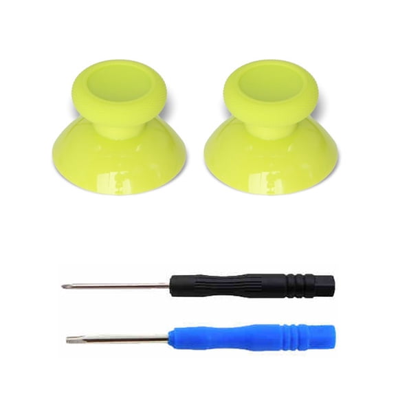 2 PCS 3D Analog Thumb Sticks Grip Joystick Cap ThumbSticks Cover for Xbox Series X/S Controller with Disassembly Screwdriver-Yellow