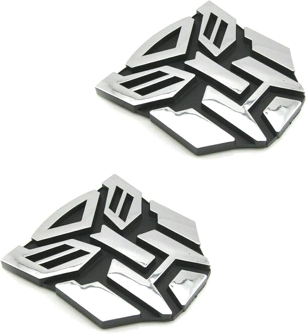 PCS in Set Transformers Emblem - " Tall for Car Autobot Sticker Pair  Chrome Finish PVC Auto Emblems Transformers Autobot Car Accessories SILVER