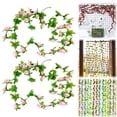 thumbnail image 1 of 2 PCS x 86.61 in Flower Garland Artificial Rose Vine Flowers with Green Leaves Hanging Fake Roses Vine for Room Party Home Wedding Birthday Christmas Wall Arch Decor, Spring Flower, 1 of 8