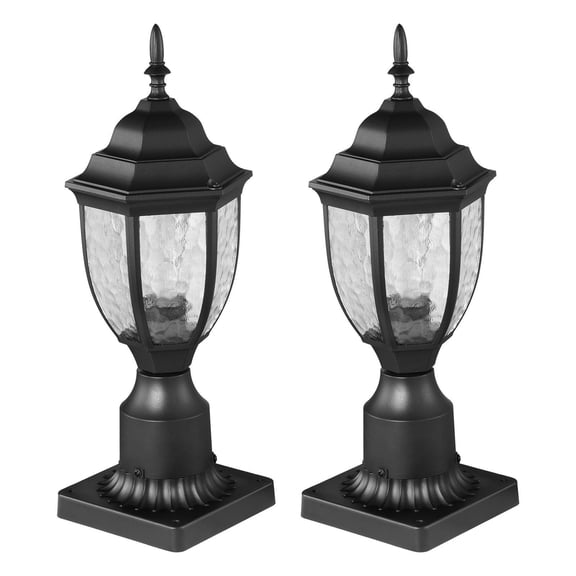 2 PCs Dusk to Dawn Outdoor Lamp Post Light Fixture 15.35in Pole Pier Mount Weather-Resistant Column Mount Lights with Smart Sensor for Garden, Patio, Driveway, Yard, Walkway, Balcony, Villa