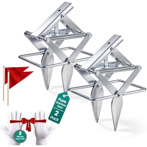 2 PCs Mole Traps Scissors, Reusable Silver Galvanized Steel Scissor Trap for Outdoor Lawn Use & Garden, Easy to Use Design Ensures Quick Capture of Moles Gophers$$Garden & Patio