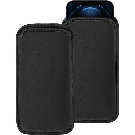2 PCs Neoprene Cell Phone Sleeve Phone Pouch Compatible for  iPhone 16 Pro Max 16 Plus Galaxy S25 Ultra S25+ S24 FE A16 A35 A55 Pixel 9 Pro XL OnePlus 13 13R (Large, Fits with Slim Case On)