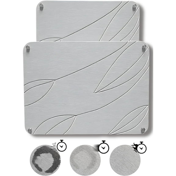 2 PCs Nesting Stone Drying Mat for Kitchen Counter - Fast Drying Mat - Diatomaceous Earth Dish Drying Mat with Non-Slip Feet - Heat Resistant Stone Drying Mat - Stone Dish Drying Mat for Kitchen