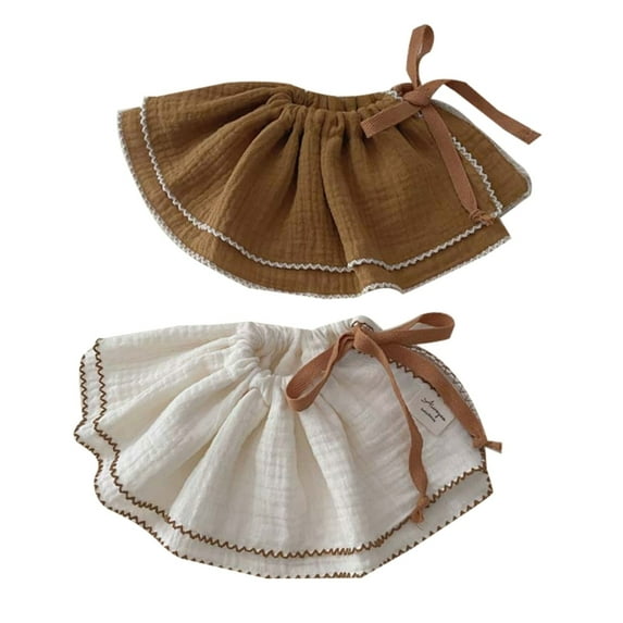2 PCs New Cotton Gauze Baby Bibs Toddlers Newborns Solid Color Ruffle Feeding Burp Cloths Apron Baby Saliva Towel Drool Bib (A1)