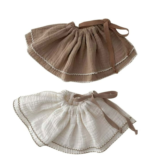 2 PCs New Cotton Gauze Baby Bibs Toddlers Newborns Solid Color Ruffle Feeding Burp Cloths Apron Baby Saliva Towel Drool Bib (A2)