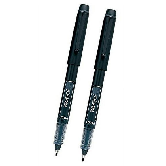 2 PENS Pilot Bravo Liquid Ink Marker Pen, Bold Point, Black (PIL11034)