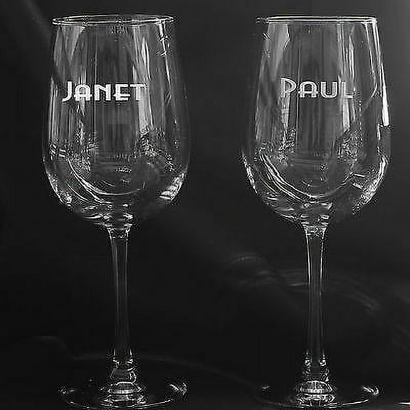 2 PERSONALIZED WINE GLASSES YOUR NAME 18.5 OZ EACH SAND CARVED
