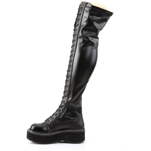 2" PF STR Thigh-High Lace-Up Boot W/ Outer Metal Zipper