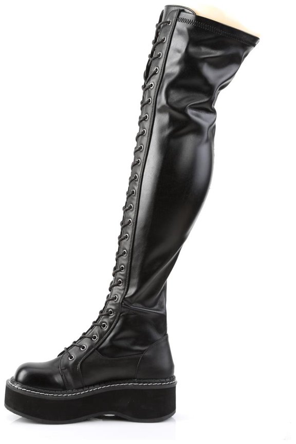 2" PF STR Thigh-High Lace-Up Boot W/ Outer Metal Zipper