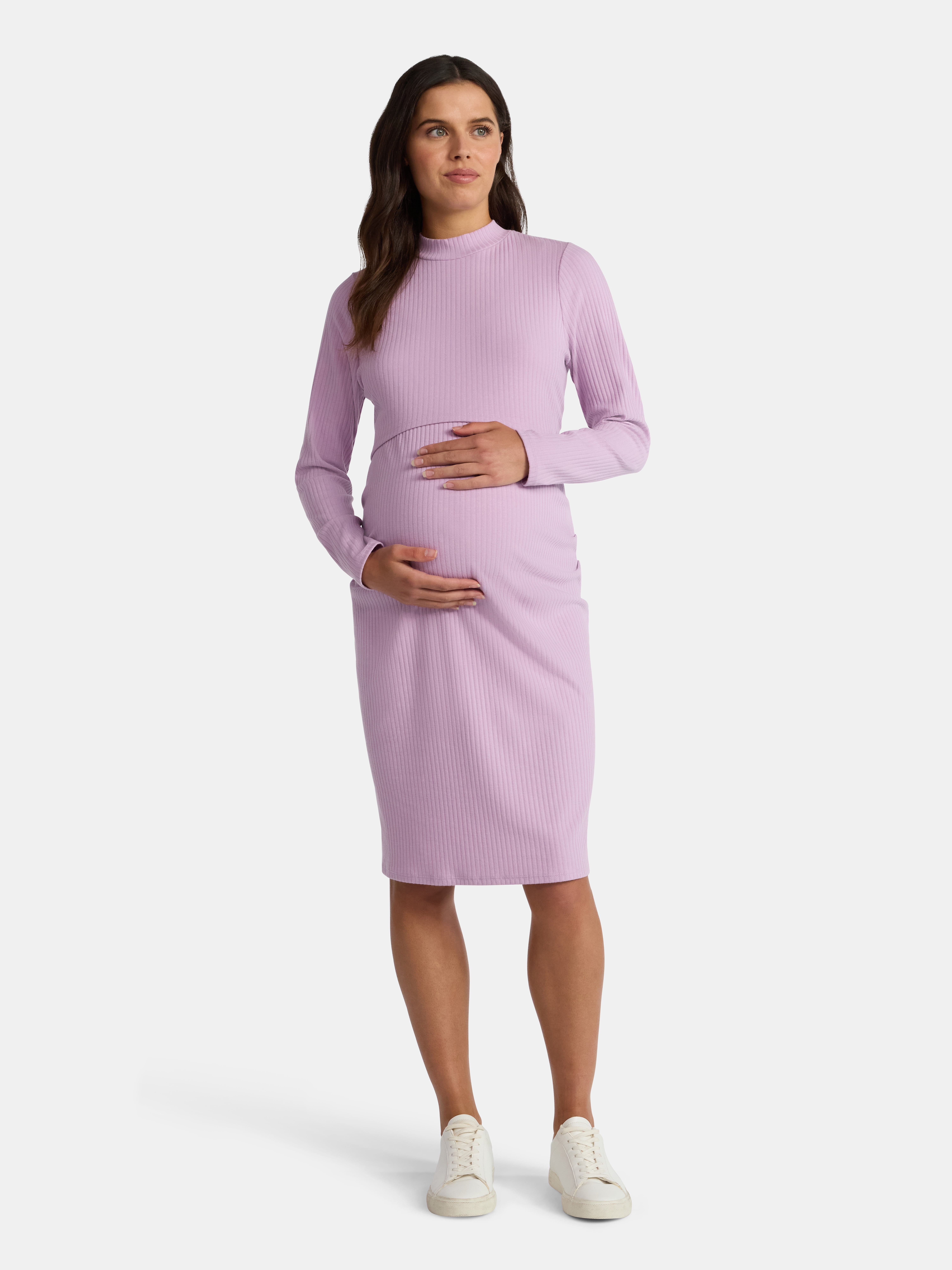 Time and Tru Women's Maternity Ribbed Dress Set, 2-Piece, Size S-XXL