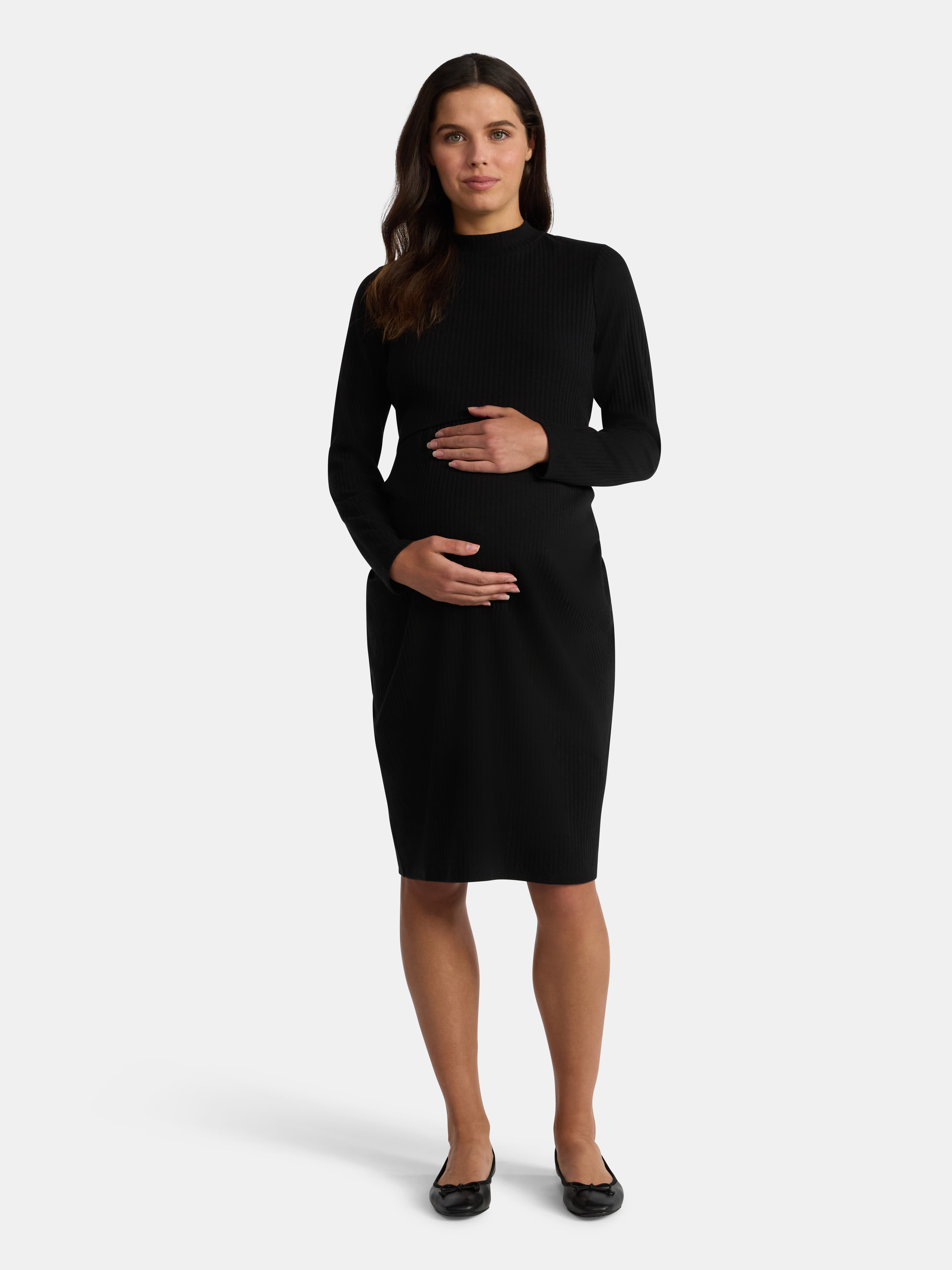 Time and Tru Women's Maternity Ribbed Dress Set, 2-Piece, Size S-XXL