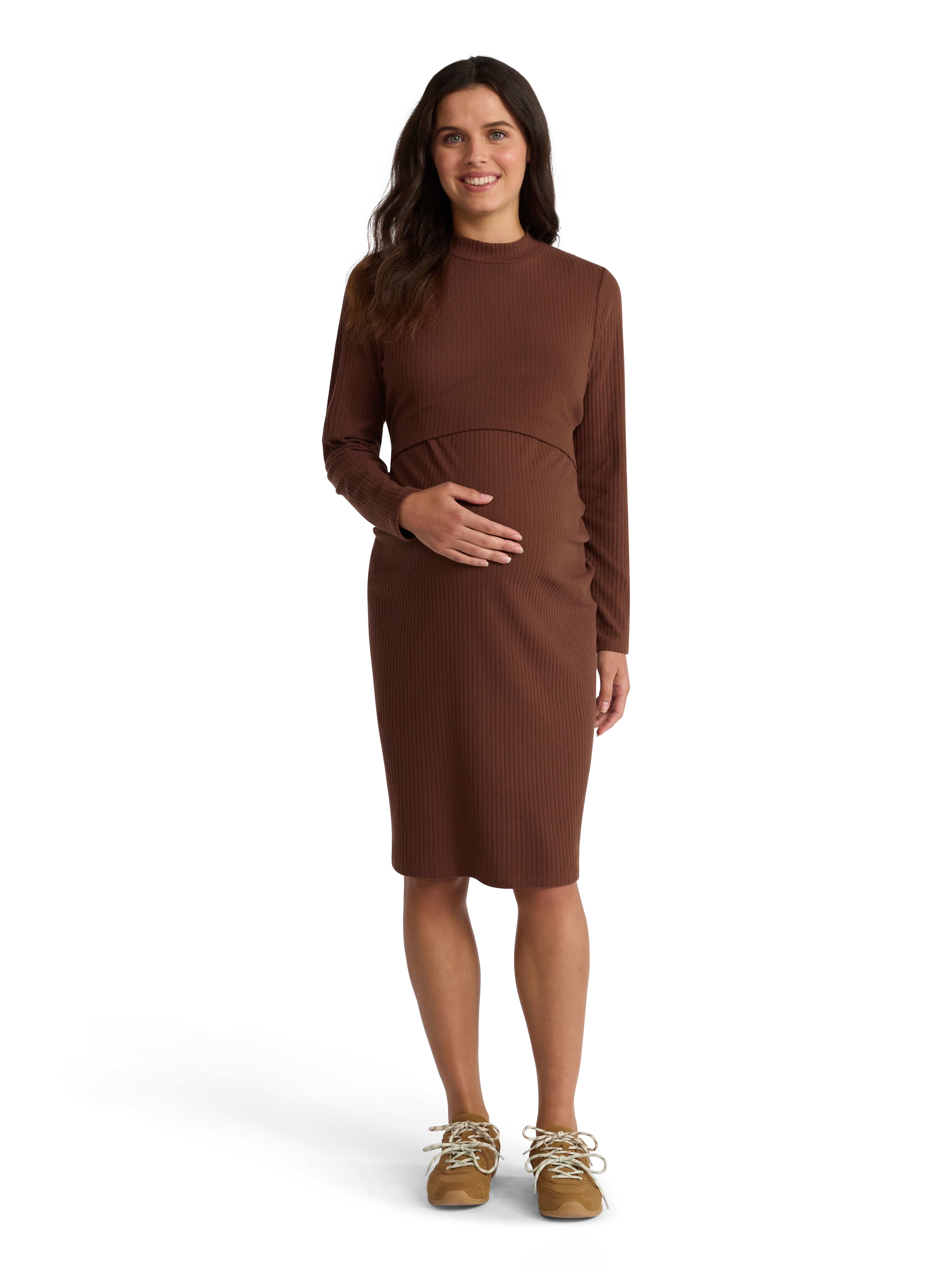 Time and Tru Women's Maternity Ribbed Dress Set, 2-Piece, Size S-XXL