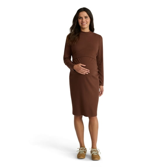 Time and Tru Women's Maternity Ribbed Dress Set, 2-Piece, Size S-XXL