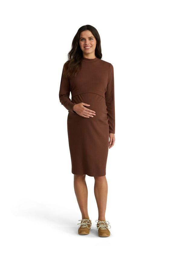Women's Maternity Ribbed Dress Set, 2-Piece, Size S-XXL