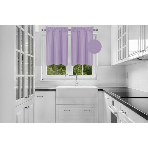 2 PIECES R16 LILAC SOLID COLOR TIER PANELS ROD POCKET WINDOW CURTAIN KITCHEN RESTAURANT BATHROOM NURSERY VALANCE LIGHT FILTERING BLACKOUT SIZE 30" WIDE X 24" LENGTH EACH TIER