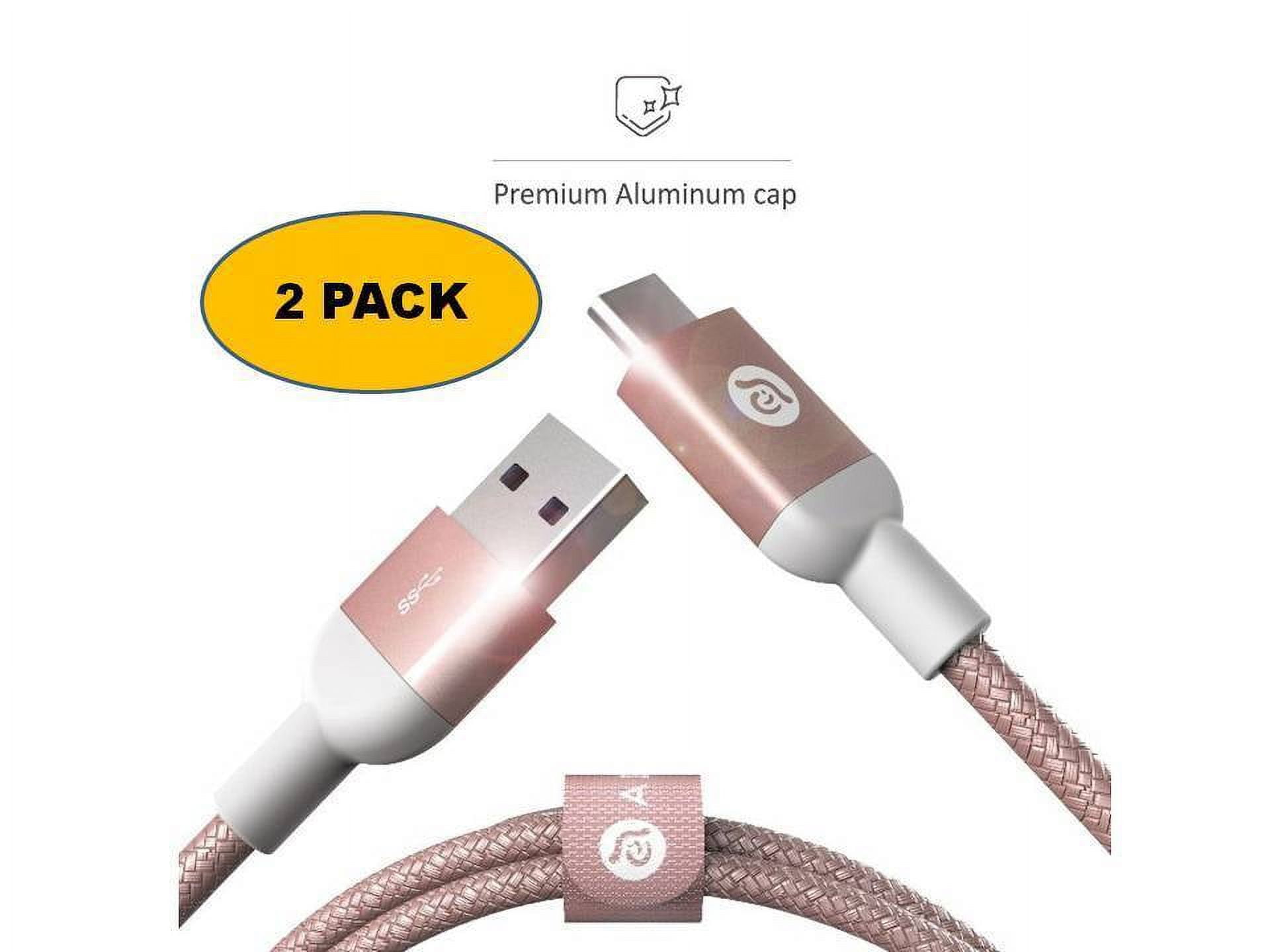 2 PK Adam Elements USB Certified Type C Cable, USB C to USB A Charger 3.3 Ft,( 2 Pack) Rose Gold Color