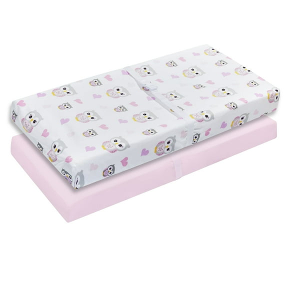 2 PK Changing Pad Covers - Owls and Pink
