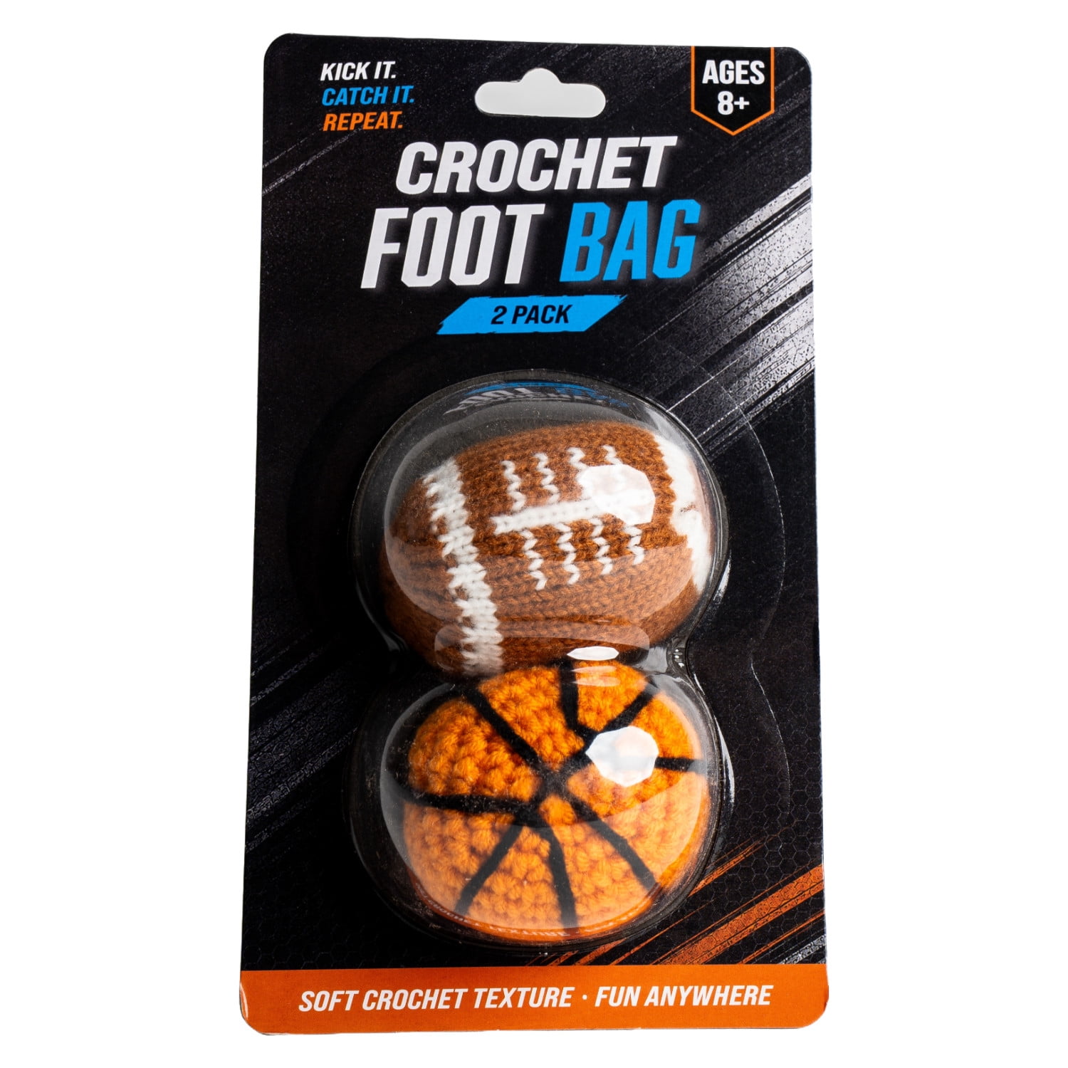 Crochet Footbag 2-Pack – 2.25 x 2 in, 40g Kick Sack Balls for Adults & Kids, Juggling & Stress Relief Toy