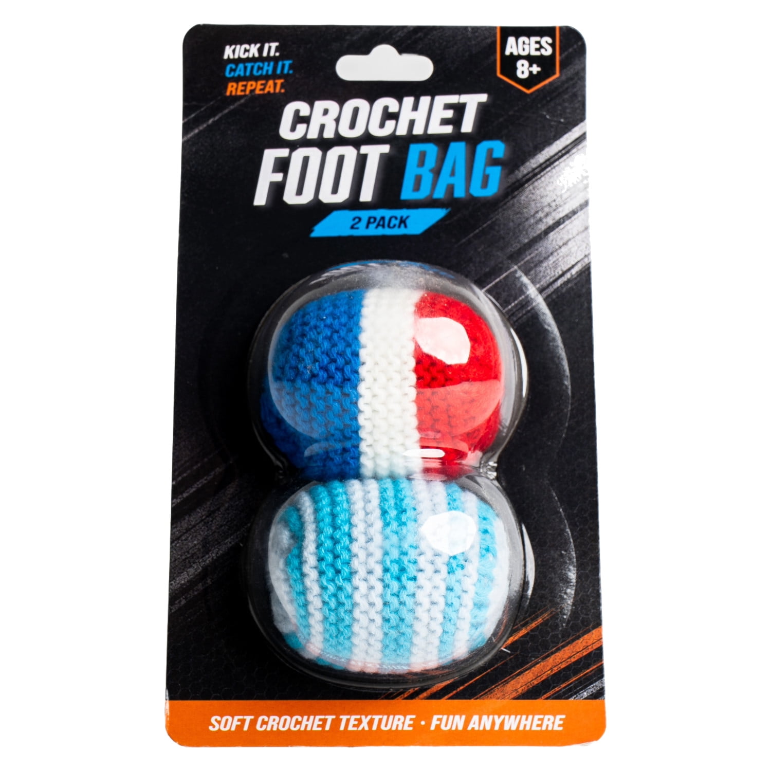 Crochet Footbag 2-Pack – 2.25 x 2 in, 40g Kick Sack Balls for Adults & Kids, Juggling & Stress Relief Toy