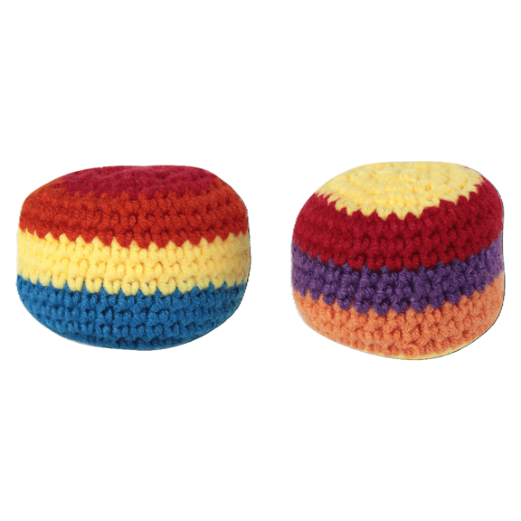 Crochet Footbag 2-Pack – 2.25 x 2 in, 40g Kick Sack Balls for Adults & Kids, Juggling & Stress Relief Toy