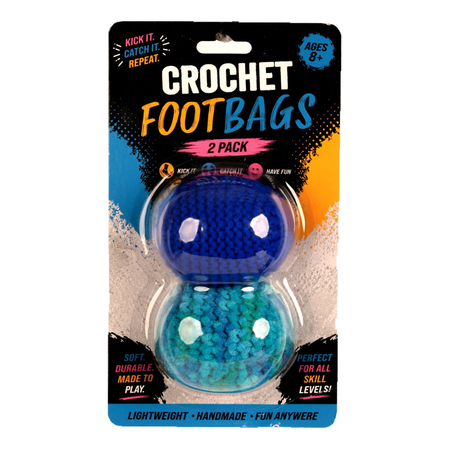 Crochet Footbag 2-Pack – 2.25 x 2 in, 40g Kick Sack Balls for Adults & Kids, Juggling & Stress Relief Toy