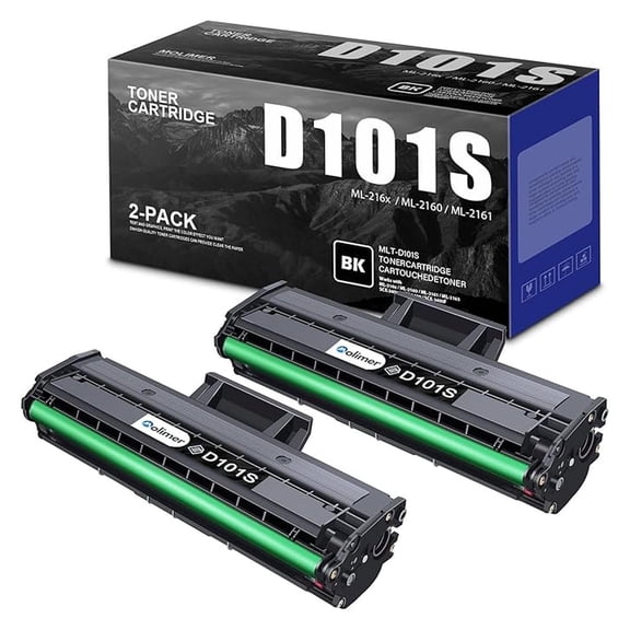 2 PK D101S MLT-D101S Black Toner Cartridge Replacement for MLT-D101S 101S to use with Xpress ML-2165 ML-2165w ML-2166w SCX-340x SCX-3400 SCX-3400F SCX-3400FW Printer Toner
