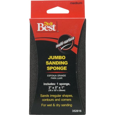 2 Pcs Do It Best Jumbo All-Purpose 3 In. X 5 In. X 1 In. 80 Grit Medium Sanding Sponge