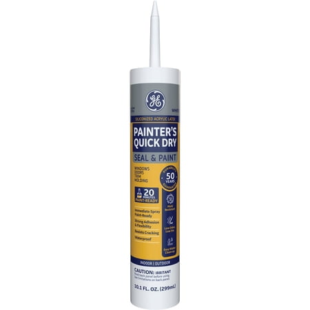 2 Pcs Ge Siliconized Acrylic Painters Pro Quick Dry, White Sealant, 10 Oz. Cartridge