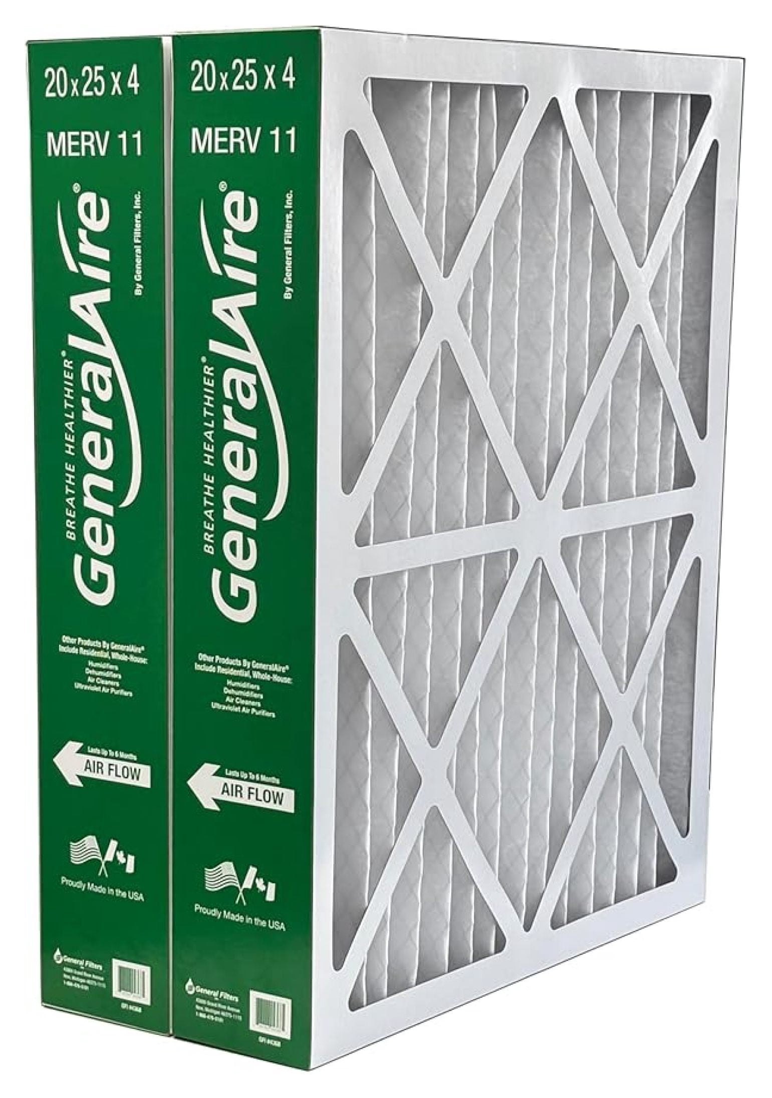 2-PK- Generalaire #4368-Replaces FC100A1037-20"x 25" x 4.5" Merv 11 Air Filters