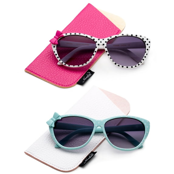 2 PK Kyra Plastic Polka Dot Bow Fashion Sunglasses for Kids