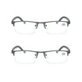 thumbnail image 1 of 2 PK Men's Blue Light Blocking Reading Glasses - Rectangular Metal Half-Frame - Spring Hinge Readers +2.00, 1 of 6
