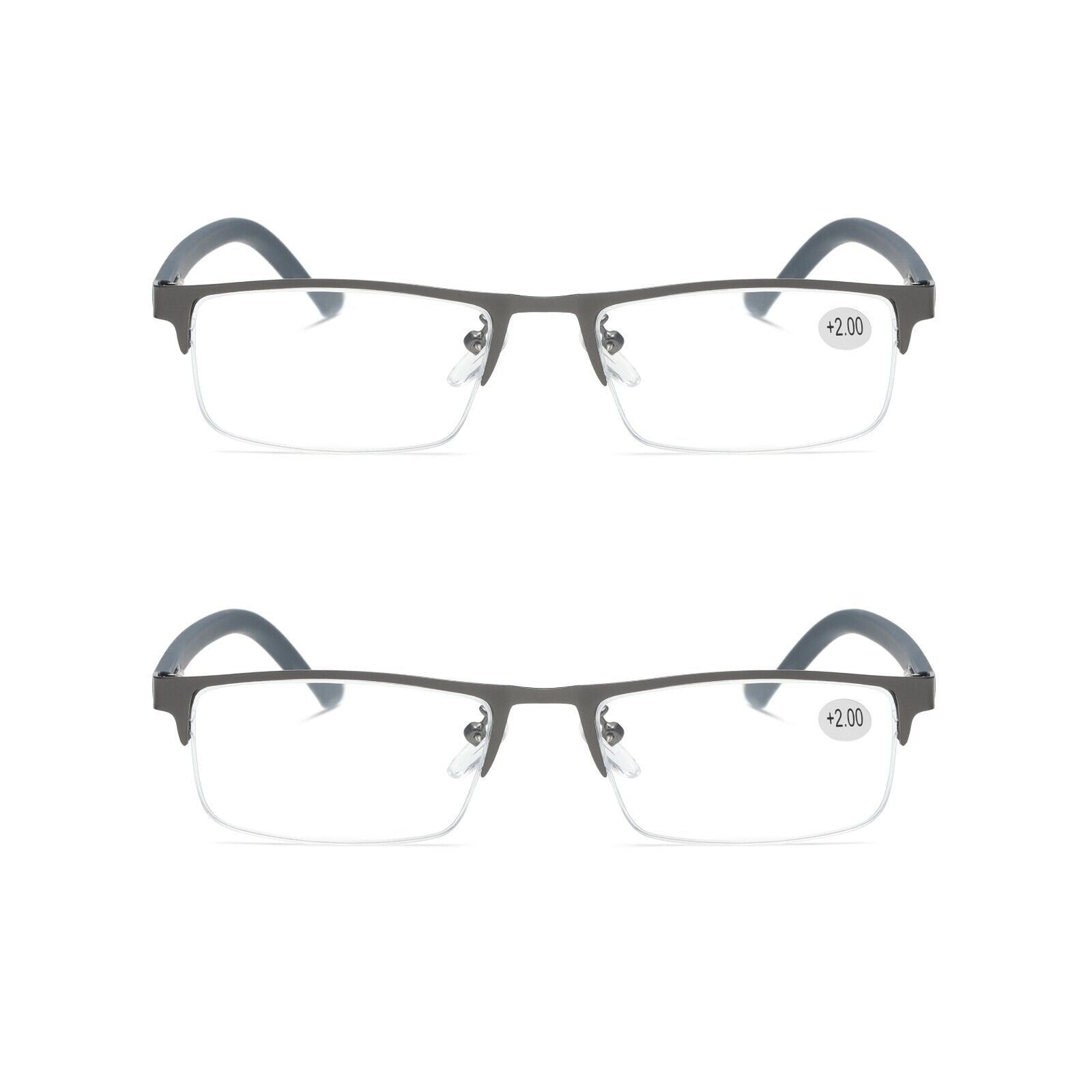 2 pk men s blue light blocking reading glasses rectangular metal half