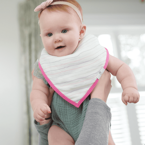 2 PK Muslin & Terry Cloth Bib Set Hearts/Birds