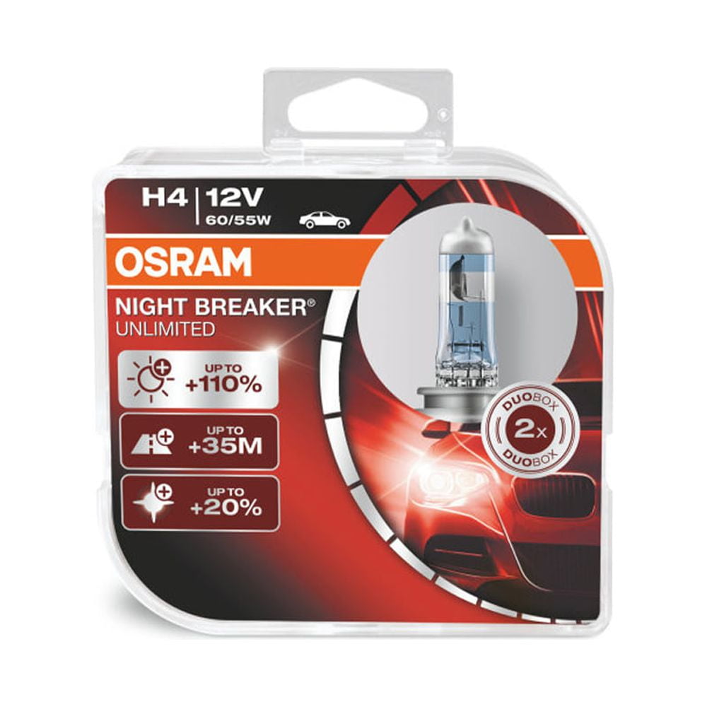  Osram H4 9003 Night Breaker LED High Beam and Low Beam Lamp  64193DWNB Replacement Headlight LED Bulbs 12V 27/23W