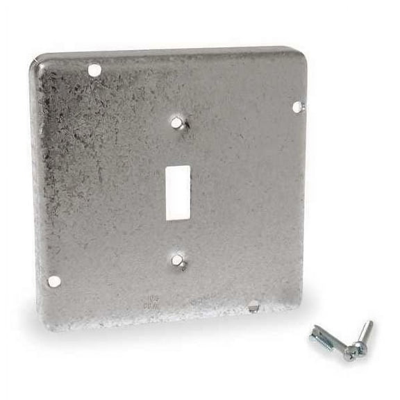 2 PK Raco Electrical Box Cover, Square, 2 Gangs, Galvanized Steel, Toggle Switch