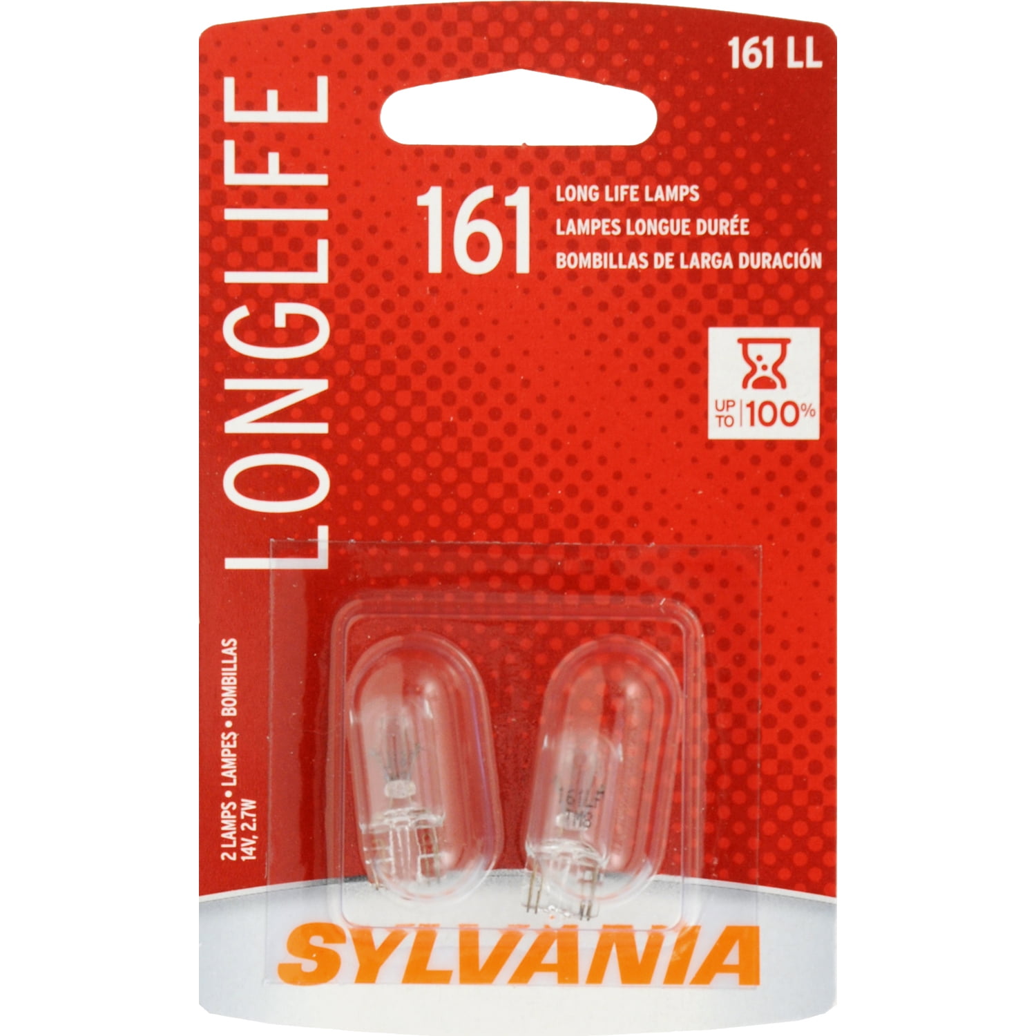 2-PK SYLVANIA 161 Long Life Automotive Light Bulb