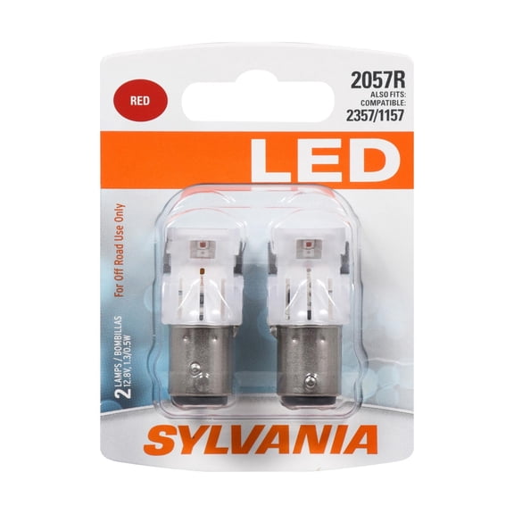 2-PK SYLVANIA 2057R Red LED Automotive Bulb
