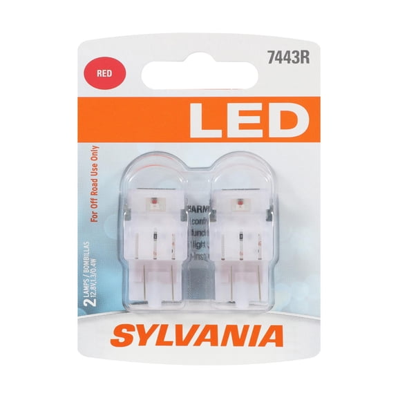 2-PK SYLVANIA 7443R T20 Red LED Automotive Bulb