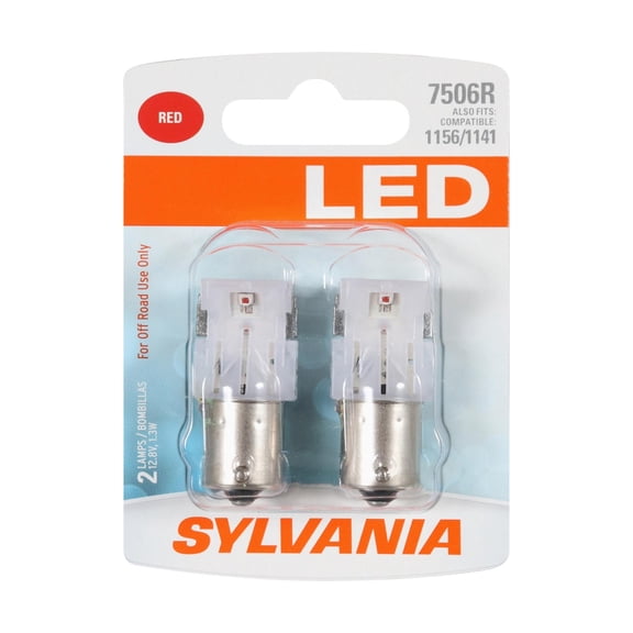 2-PK SYLVANIA 7506 Red LED Automotive Bulb
