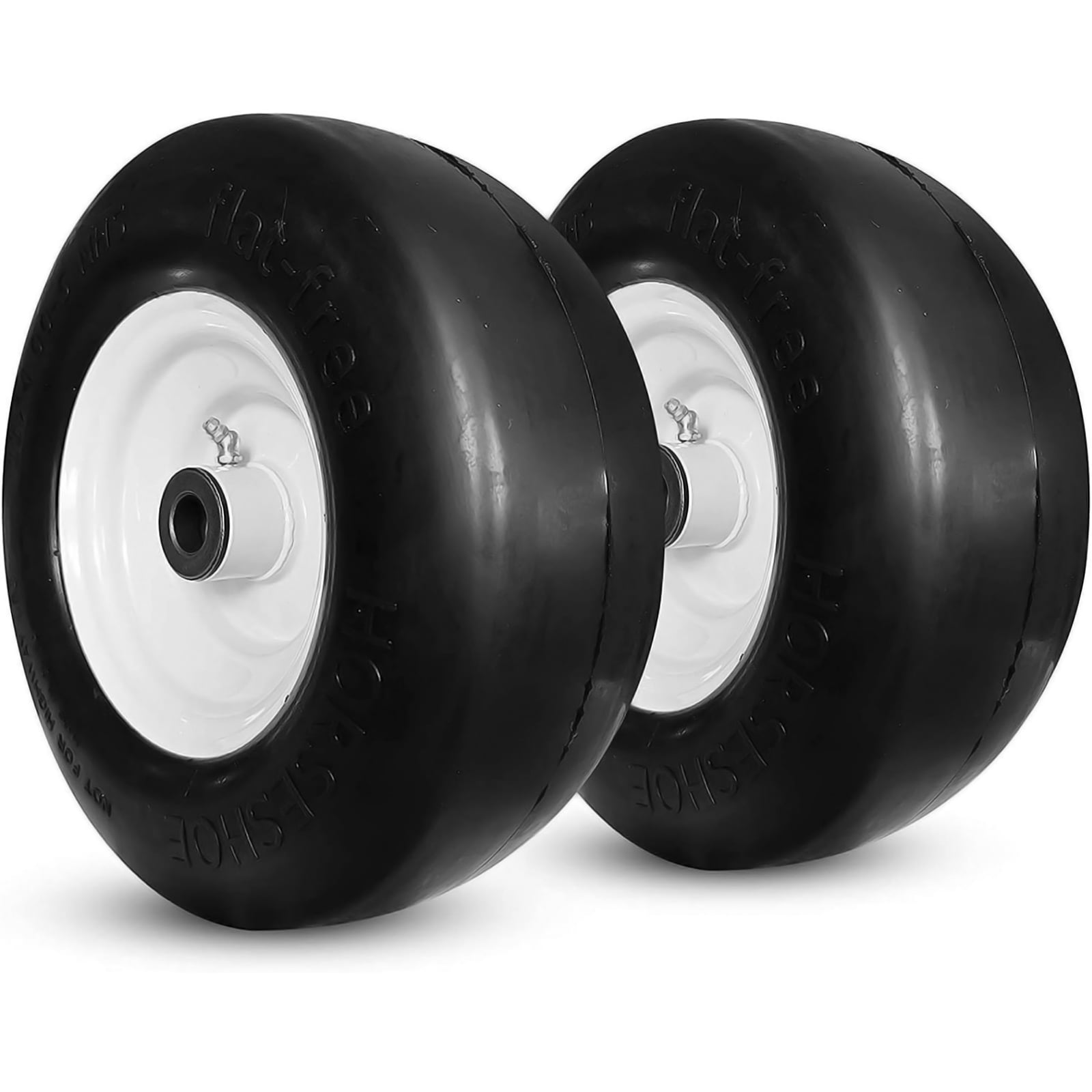 2PK 11x4.00-5 Flat-Free Lawn Mower Tires w/Steel Rims, 3/4" Bore, (3"-5" Hub) | T161 Tread