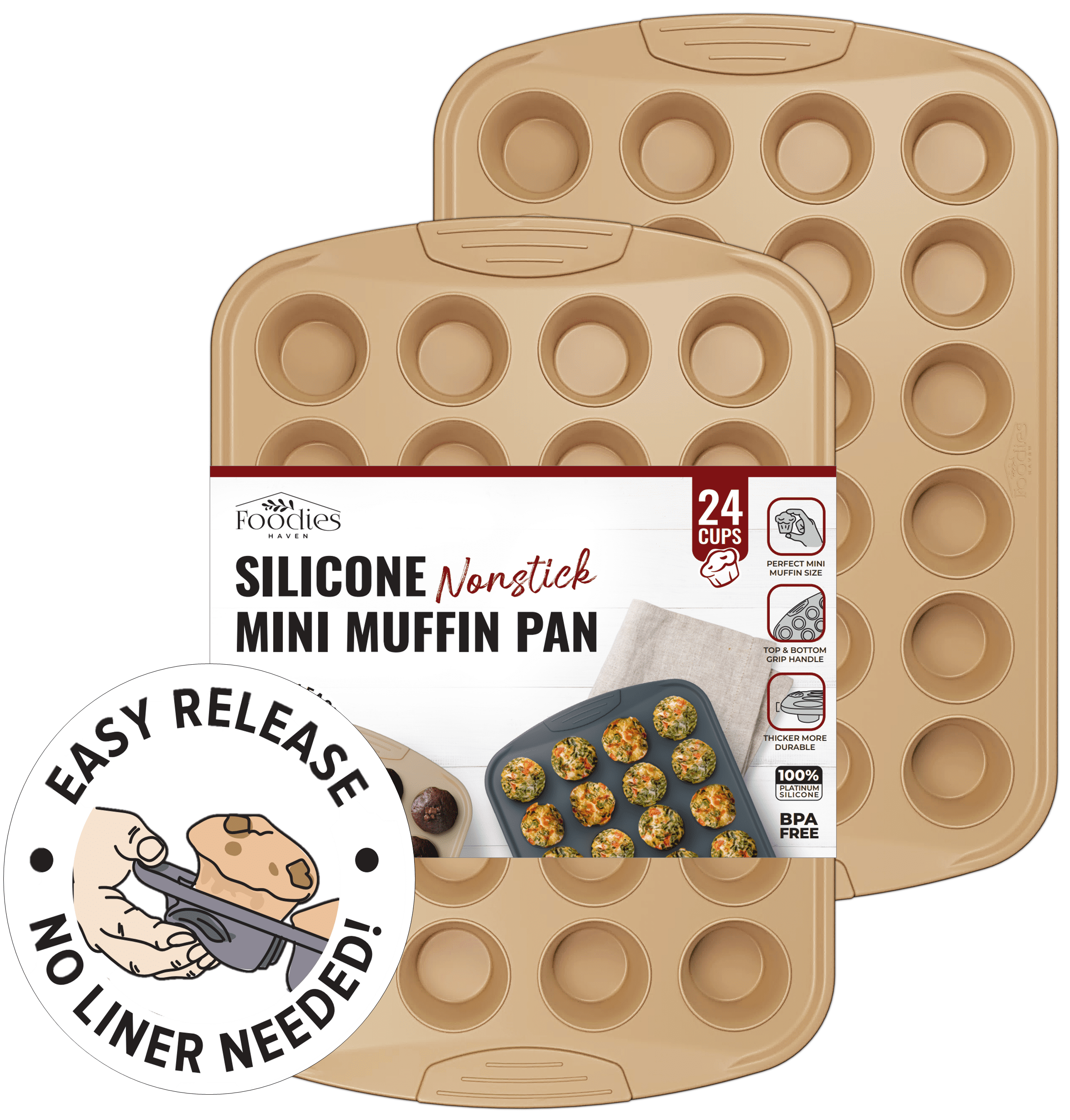 2-PK Silicone Mini Muffin Pan 24-Cup Mini Cupcake Molds for Baking - Walmart.com