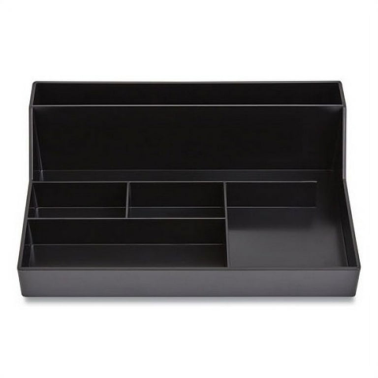 Plastic Desktop Organizer, 6 Compartments, 6.81 x 9.84 x 2.75, White Plastic Desktop Organizer, 6 Compartments, 6.81 x 9.84 x 2.75, White