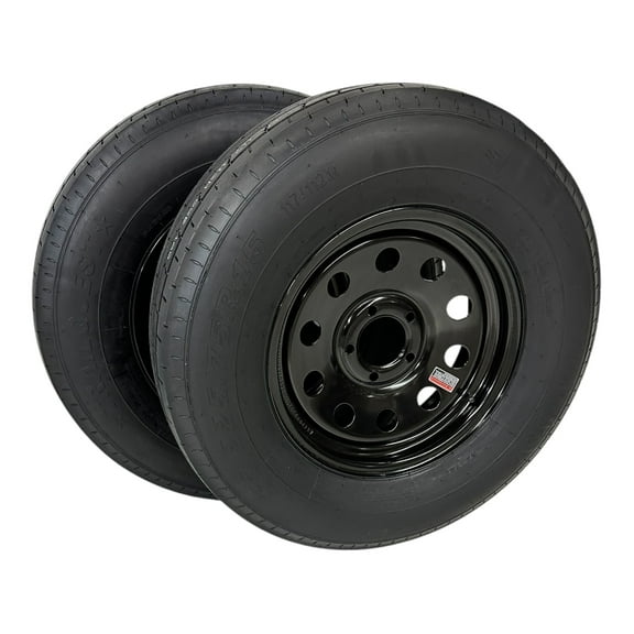 2-PK TrailQuest Trailer Tire Rim ST225/75R15 LRE Radial 5 Lug Black Modular Wheel 5X4.5" Bolt Pattern