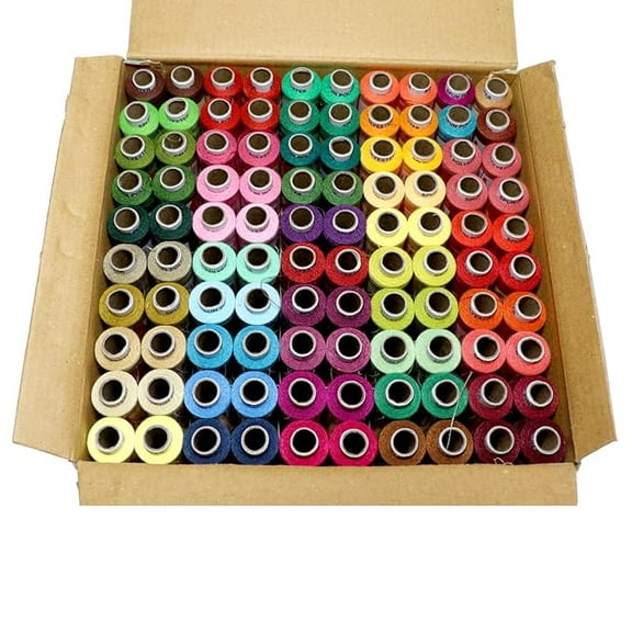 2 PLY Polyester Sewing Thread Box (300 Meters Each- Set of 100 Tubes) -50 Shades of Ladies Multicolored (Dark Shade) Thread Spools M-50