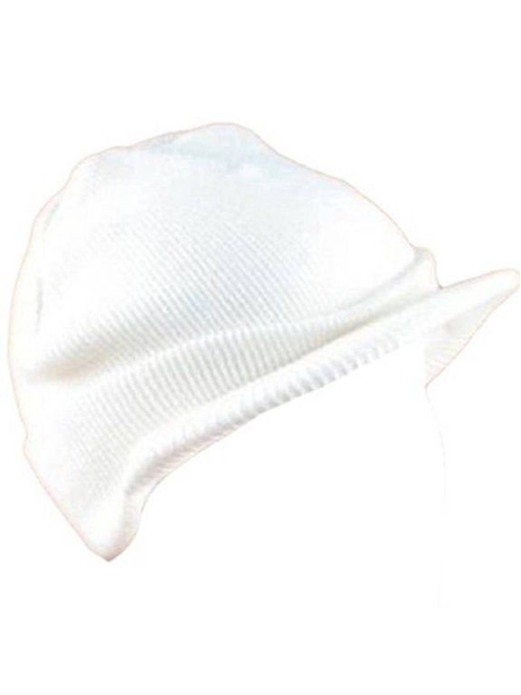 2-PLY WINTER SKI MILITARY KNIT VISOR BEANIE HAT * WHITE * Small / Medium
